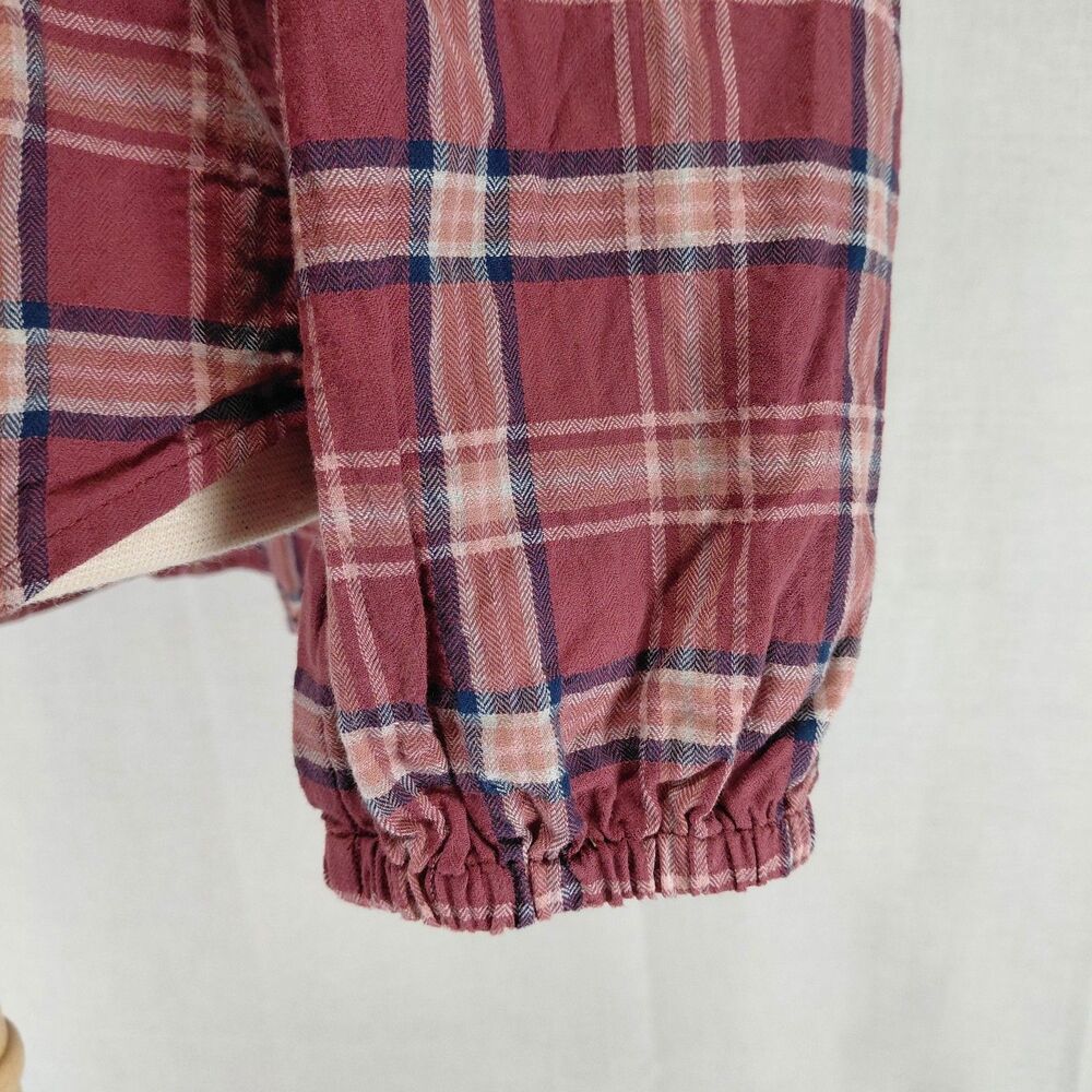 Madewell Stratfield Plaid V-Neck LS Button-Down Shirt Pink Size Large - Picture 6 of 8